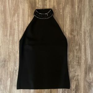 Georgiou Studio Black Halter Top